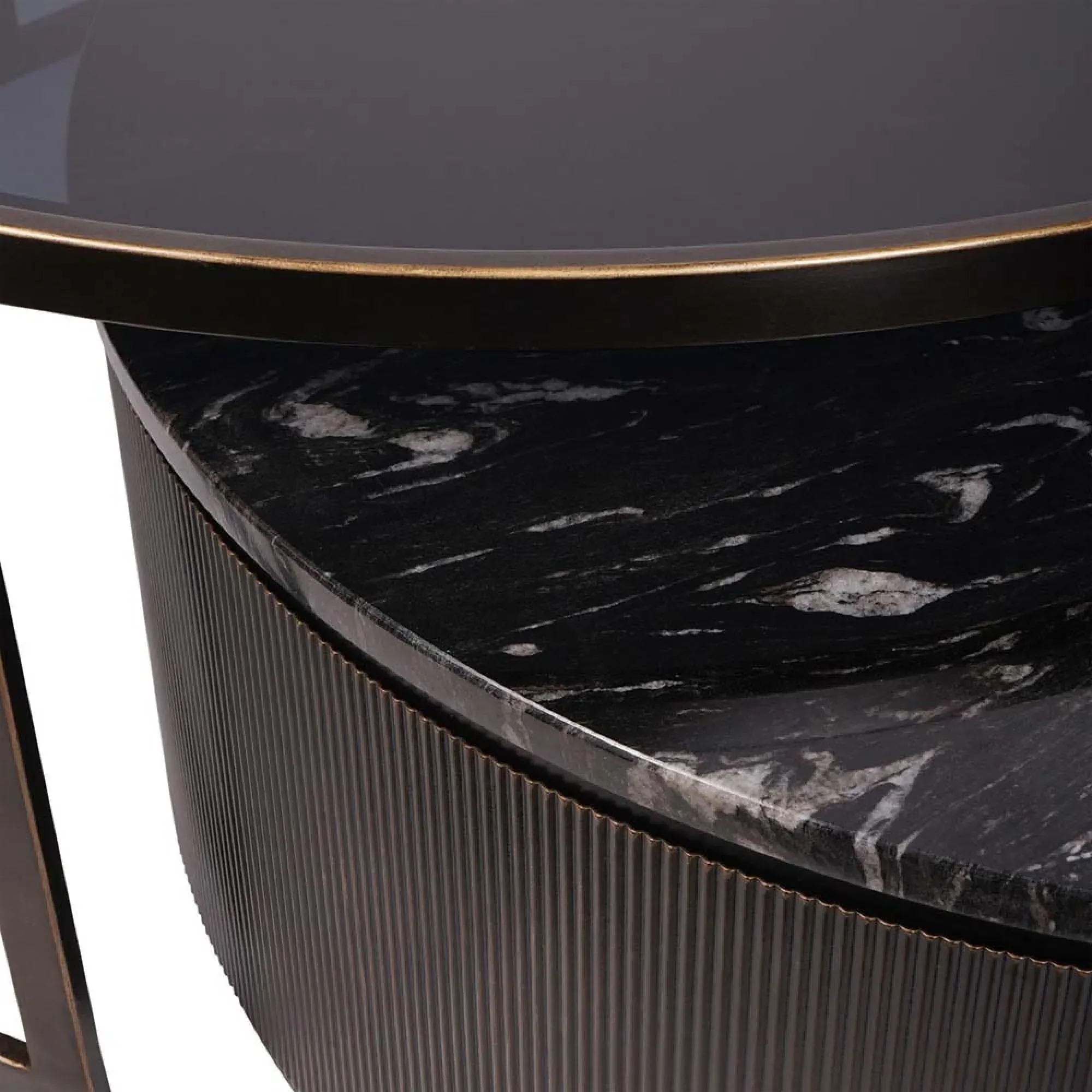 Belvedere Round Coffee Table Set of 2 - Gilded Dark Bronze