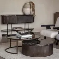 Belvedere Round Coffee Table Set of 2 - Gilded Dark Bronze