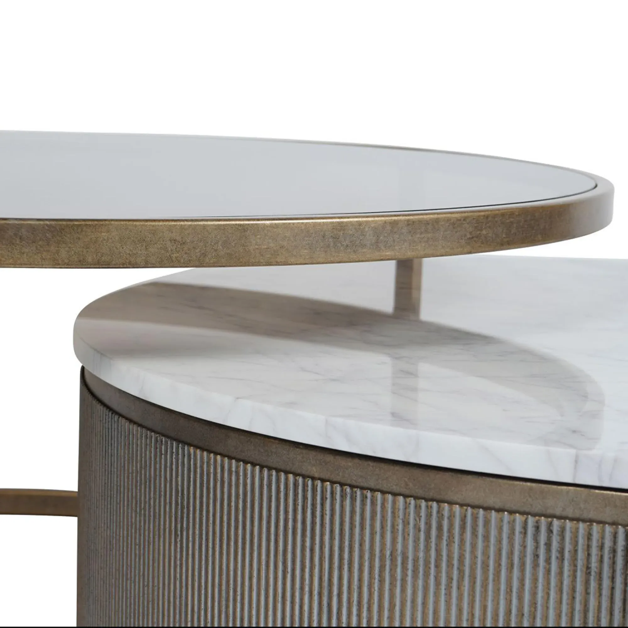 Belvedere Round Nest of 2 Coffee Tables - Gold, Metal