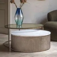 Belvedere Round Nest of 2 Coffee Tables - Gold, Metal