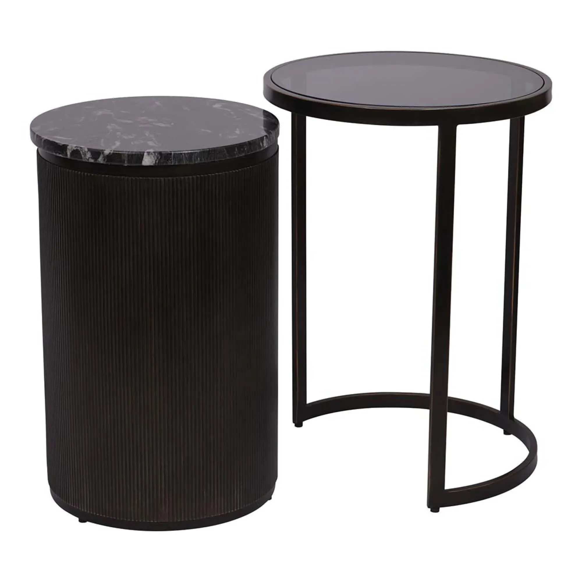 Belvedere Round Nest of 2 Side Tables - Black