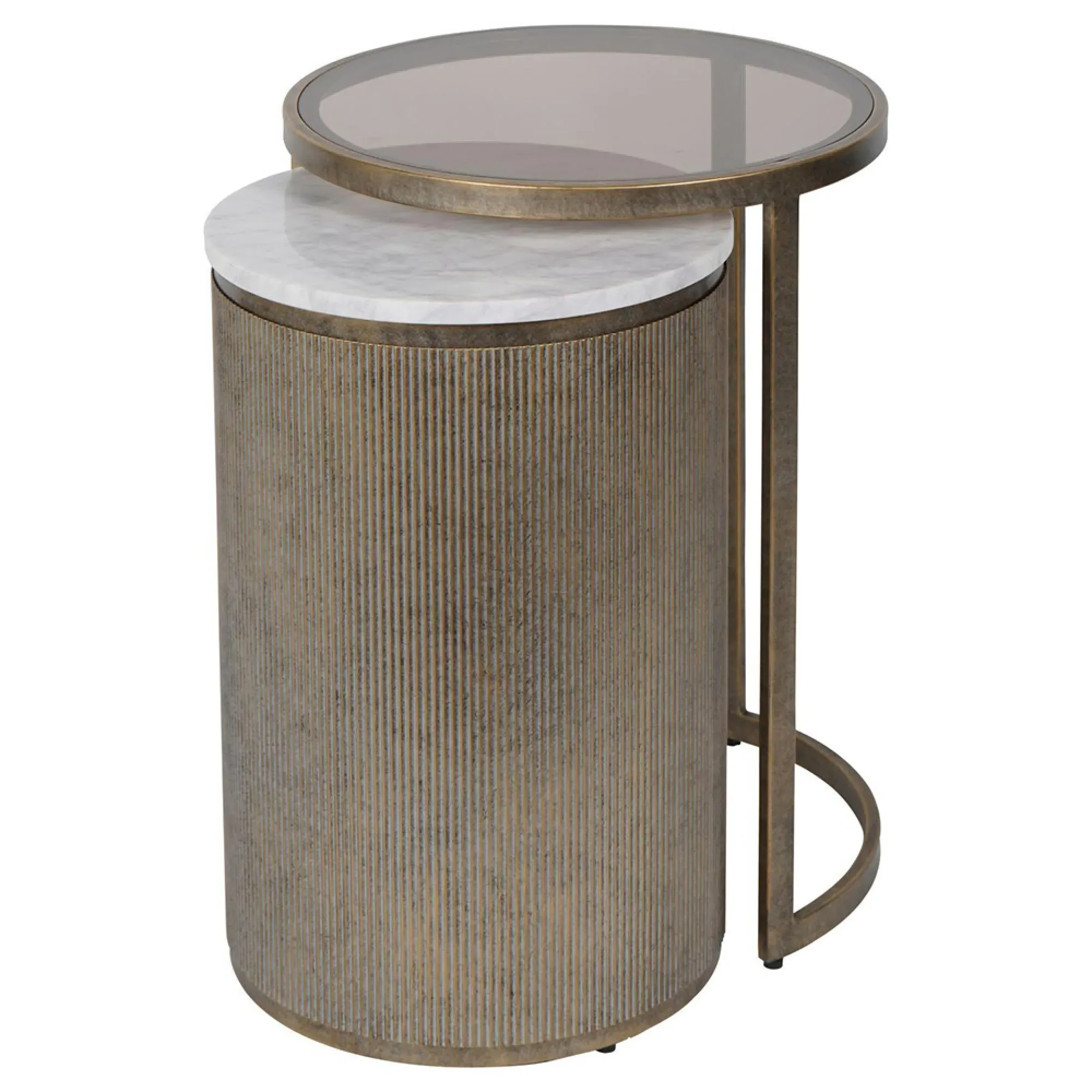 Belvedere Round Nest of 2 Tables - Gold, Metal
