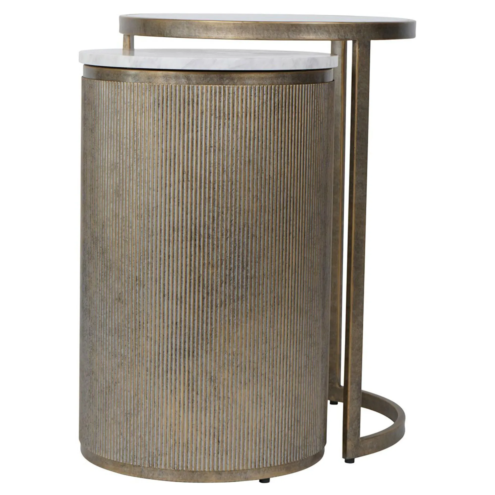 Belvedere Round Nest of 2 Tables - Gold, Metal
