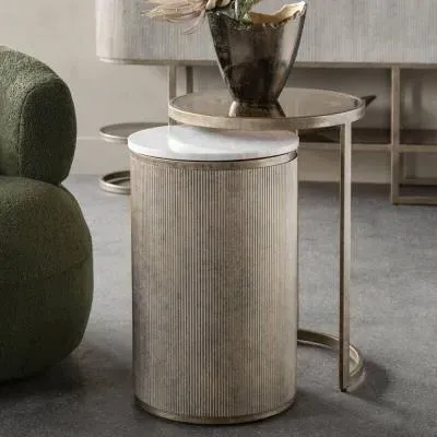 Belvedere Round Nest of 2 Tables - Gold, Metal