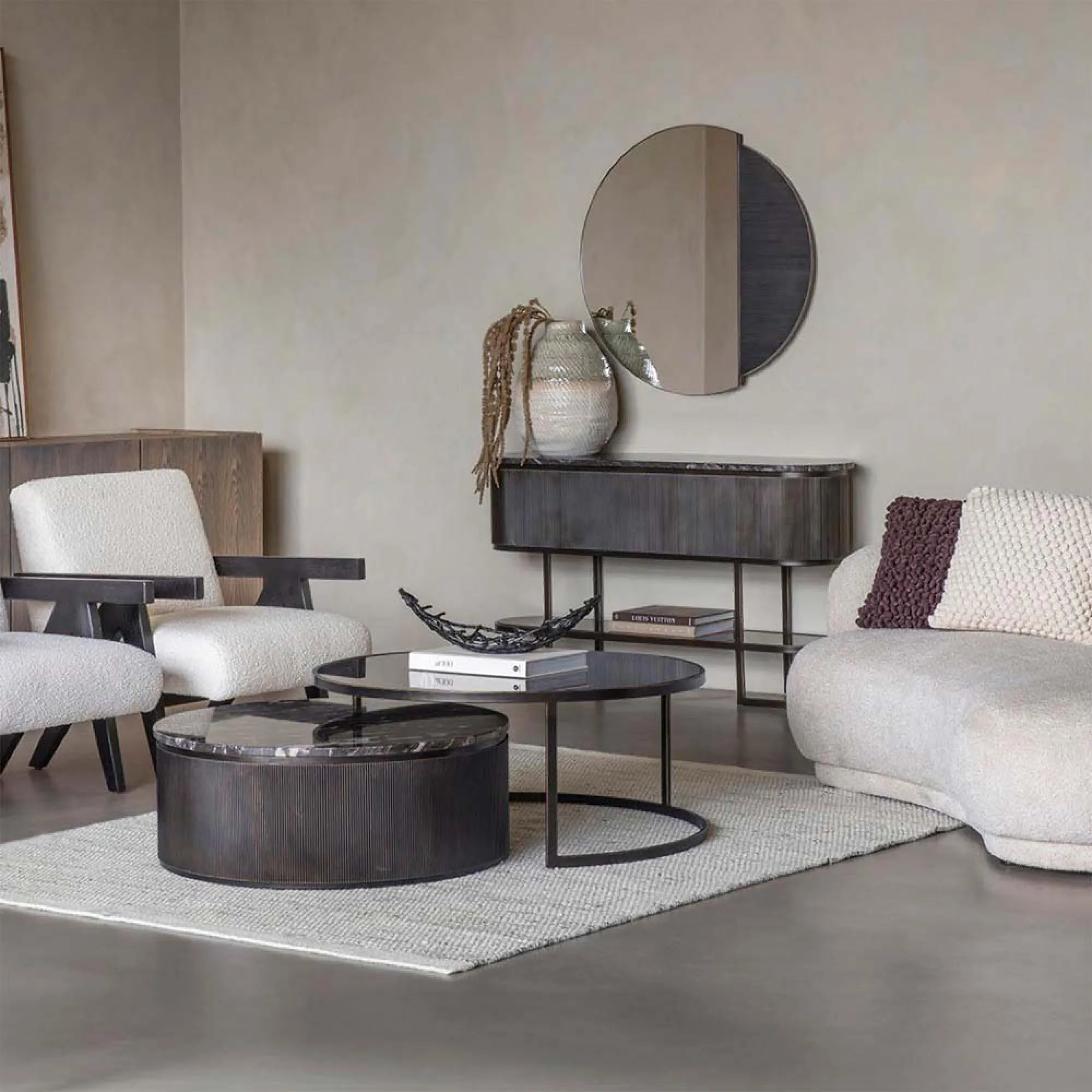 Belvedere Round Wall Mirror - Black