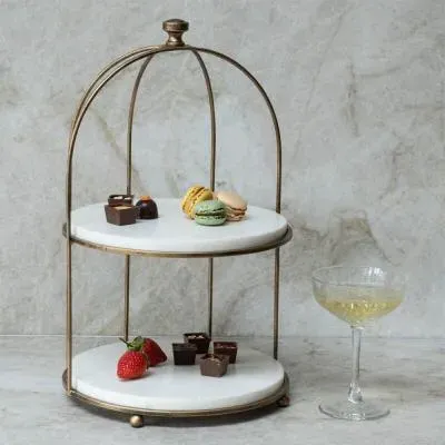 Belvedere Two Tiered Stand - Aged Gold