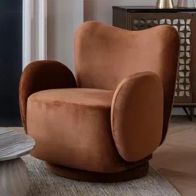 Bingham Upholstered Swivel Chair - Caramel