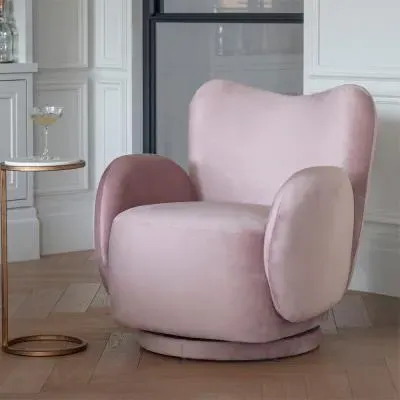 Bingham Upholstered Swivel Chair - Pink, Velvet