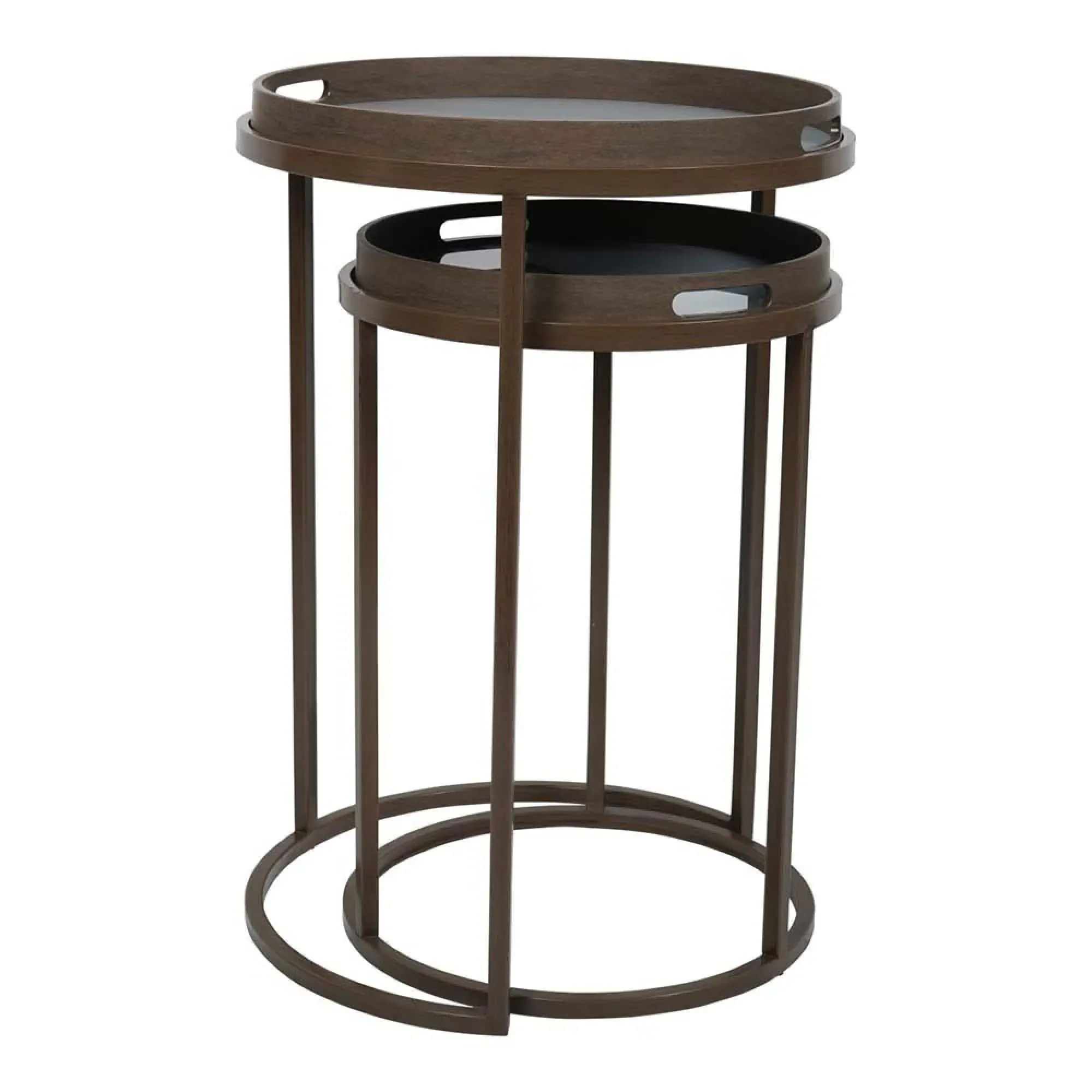 Blurred Seascape Round Side Tray Table - Set of 2