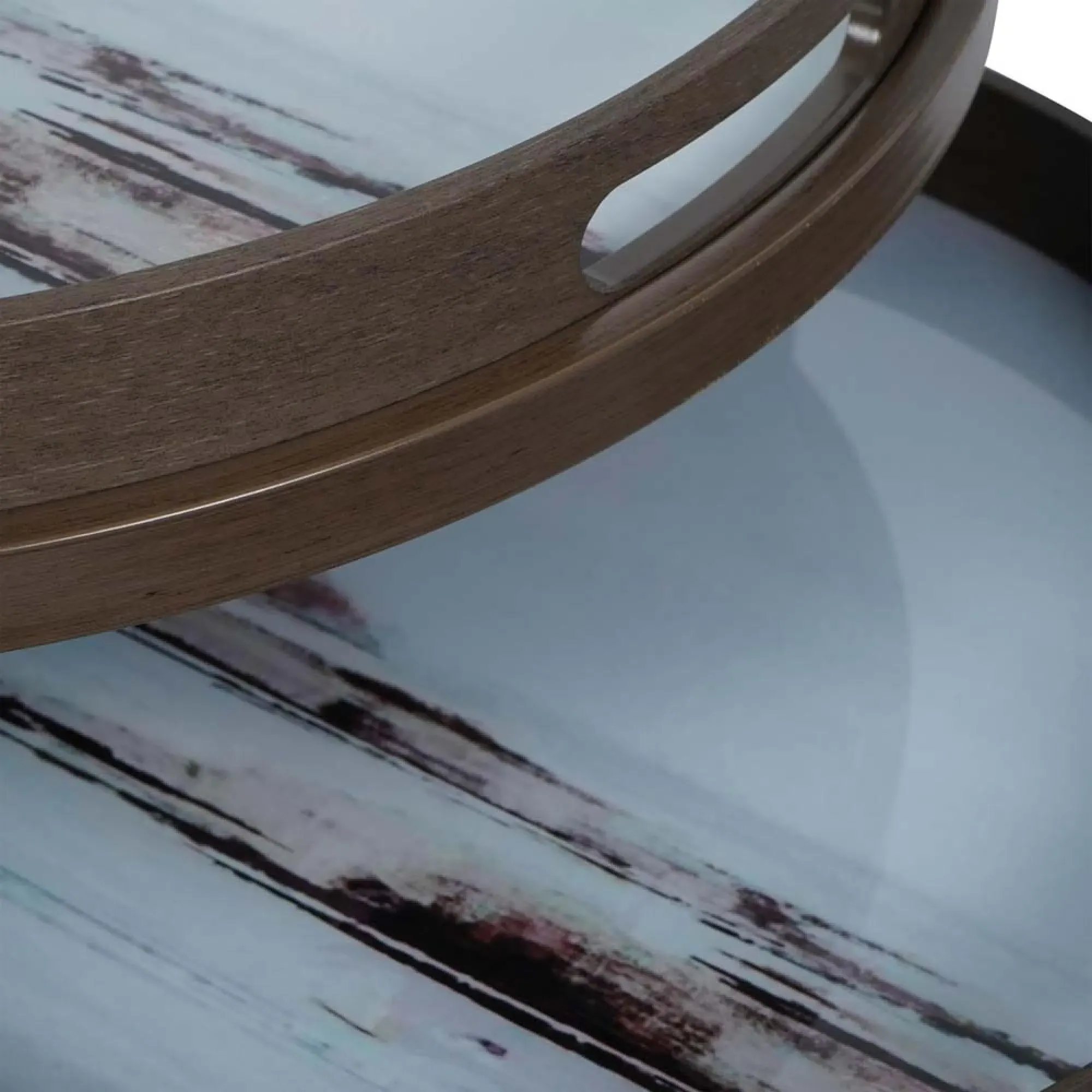 Blurred Seascape Round Side Tray Table - Set of 2