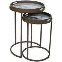 Blurred Seascape Round Side Tray Table - Set of 2