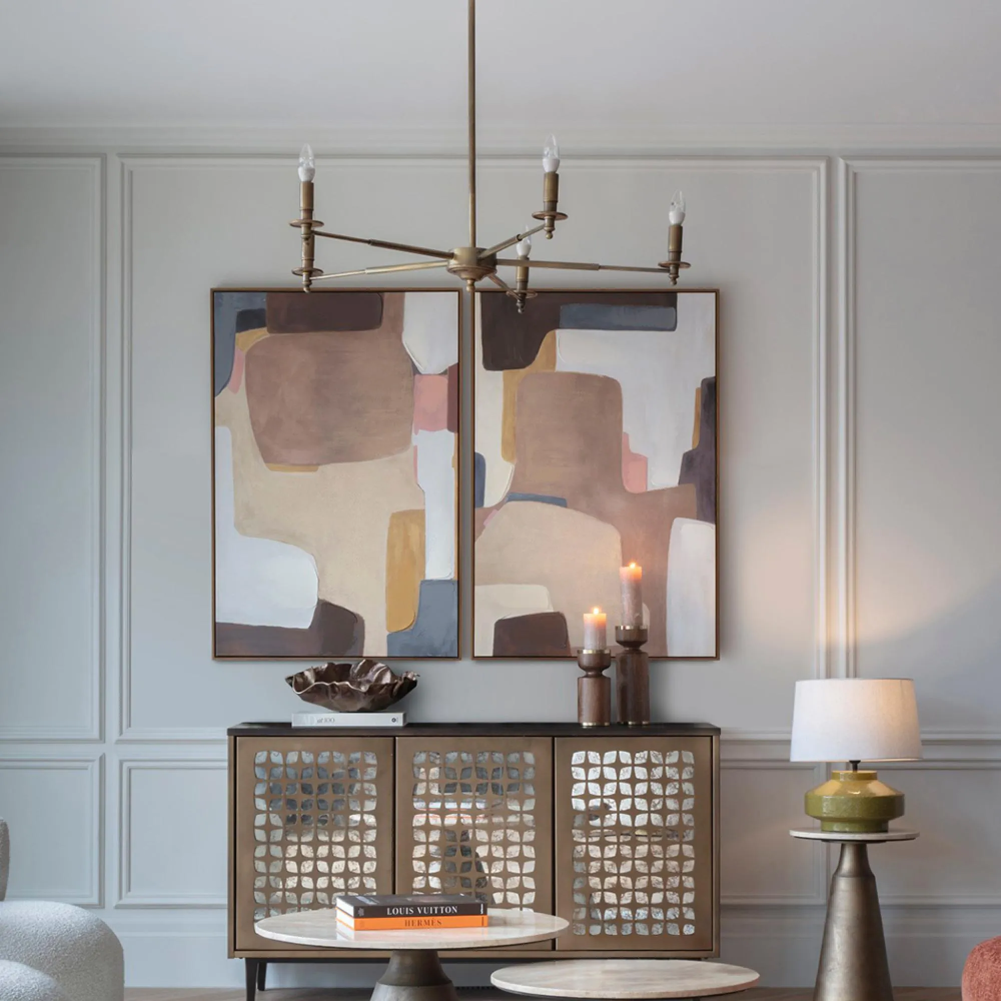 Blythe 5 Light Chandelier - Antique Brass