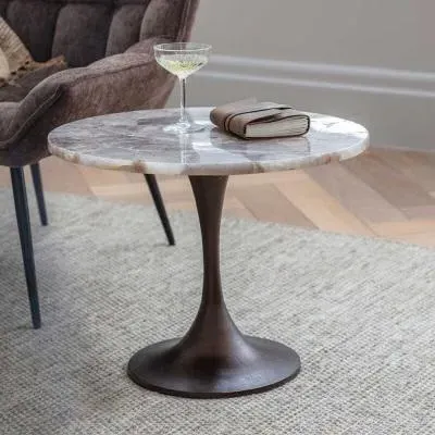 Bosworth Round Side Table - Smokey Quartz