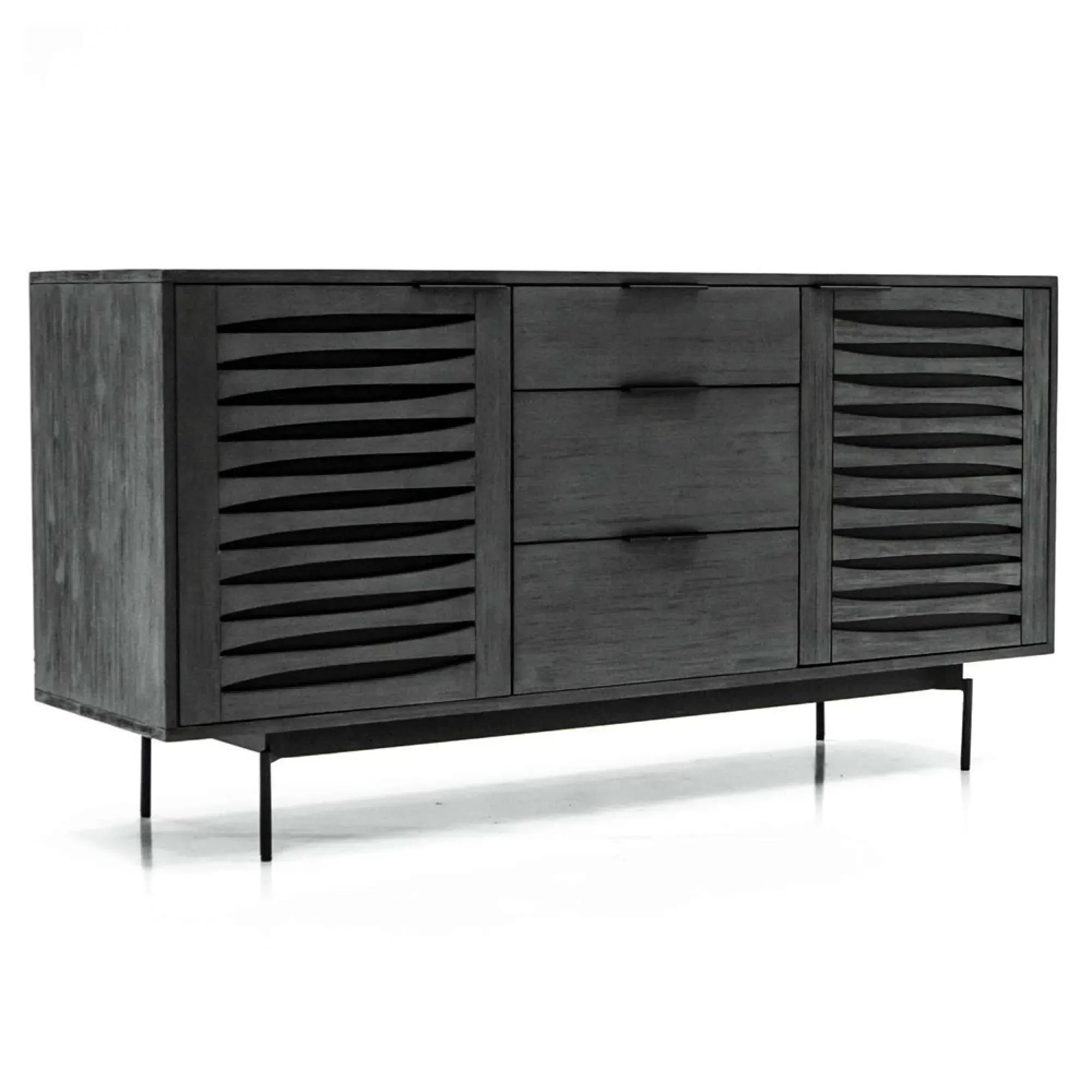 Bronks 2 Door Large Buffet Sideboard - Black, Acacia Wood