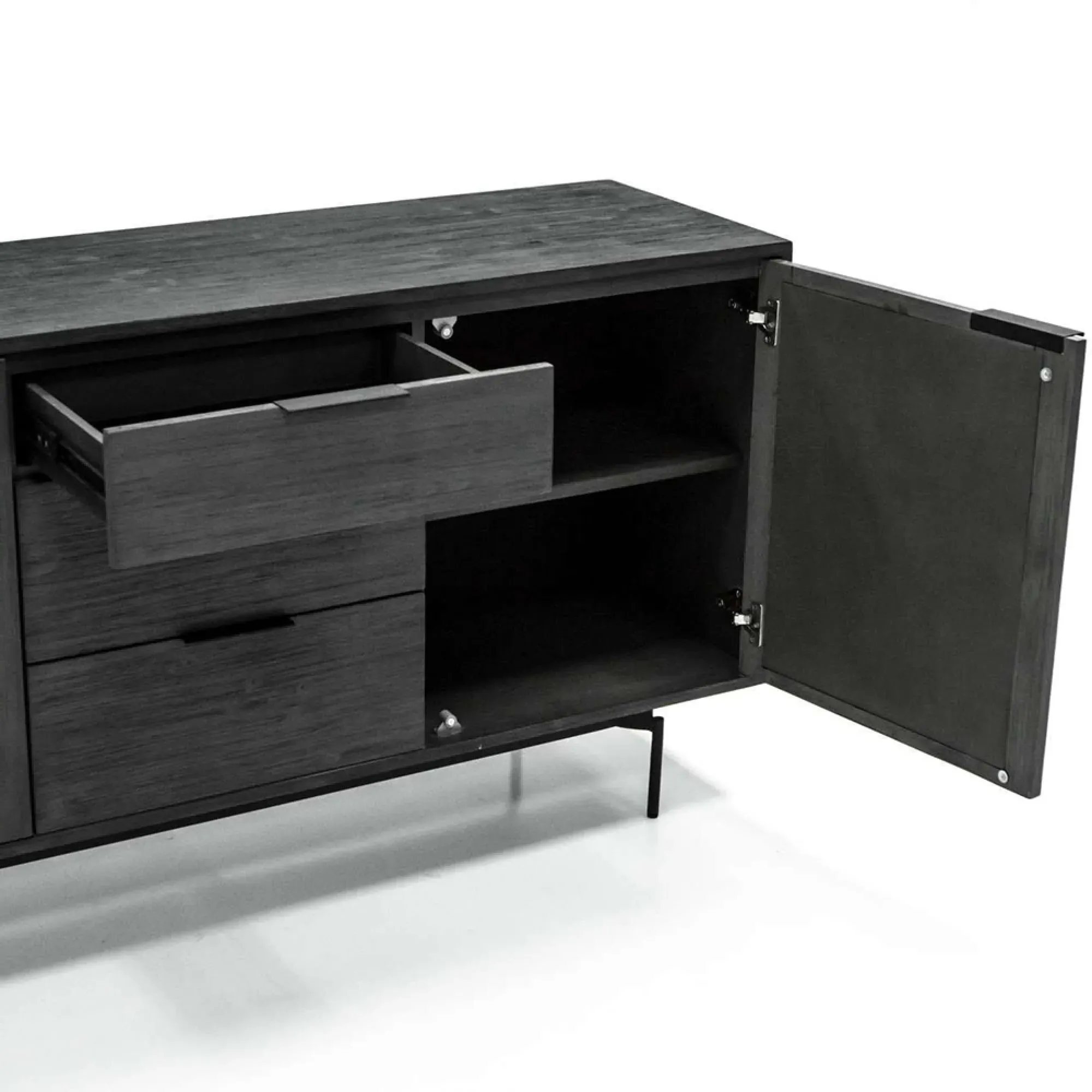 Bronks 2 Door Large Buffet Sideboard - Black, Acacia Wood