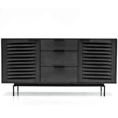 Bronks 2 Door Large Buffet Sideboard - Black, Acacia Wood image