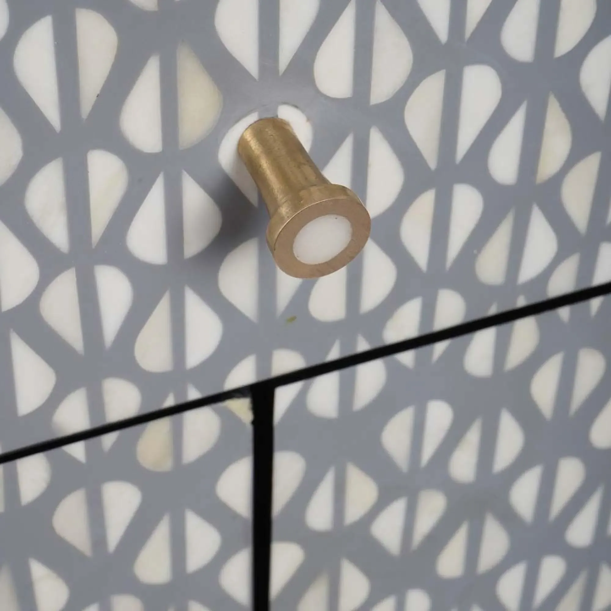 Burgess 2 Door Bedside Cabinet - Grey, Bone Inlay