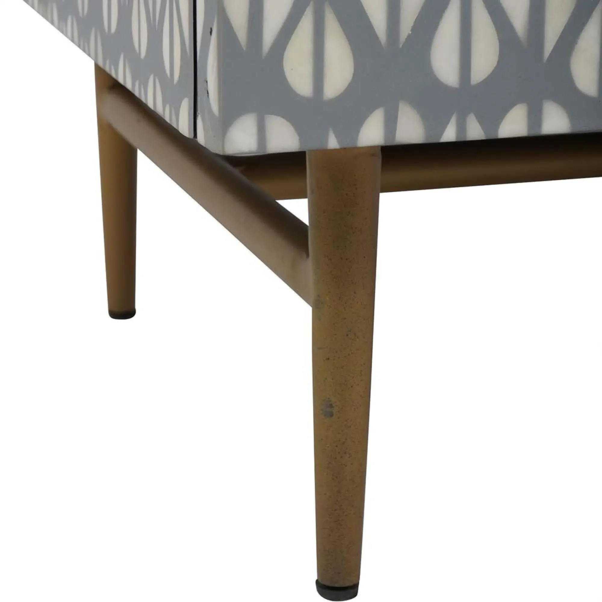 Burgess 2 Door Bedside Cabinet - Grey, Bone Inlay