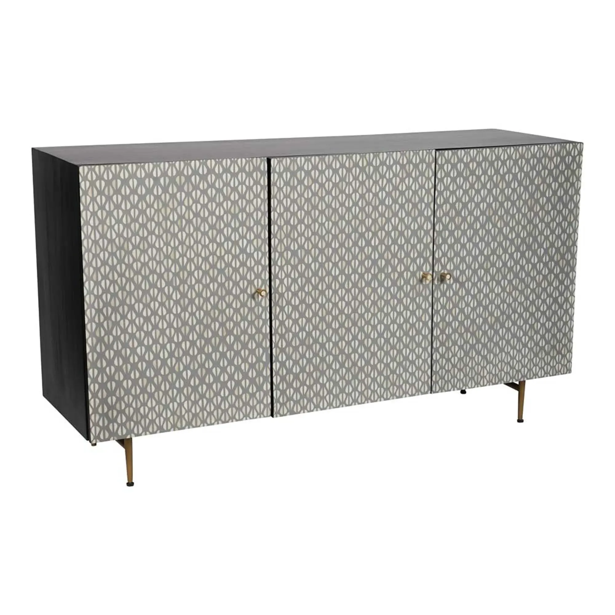 Burgess 3 Door Buffet Sideboard - Grey, Bone Inlay