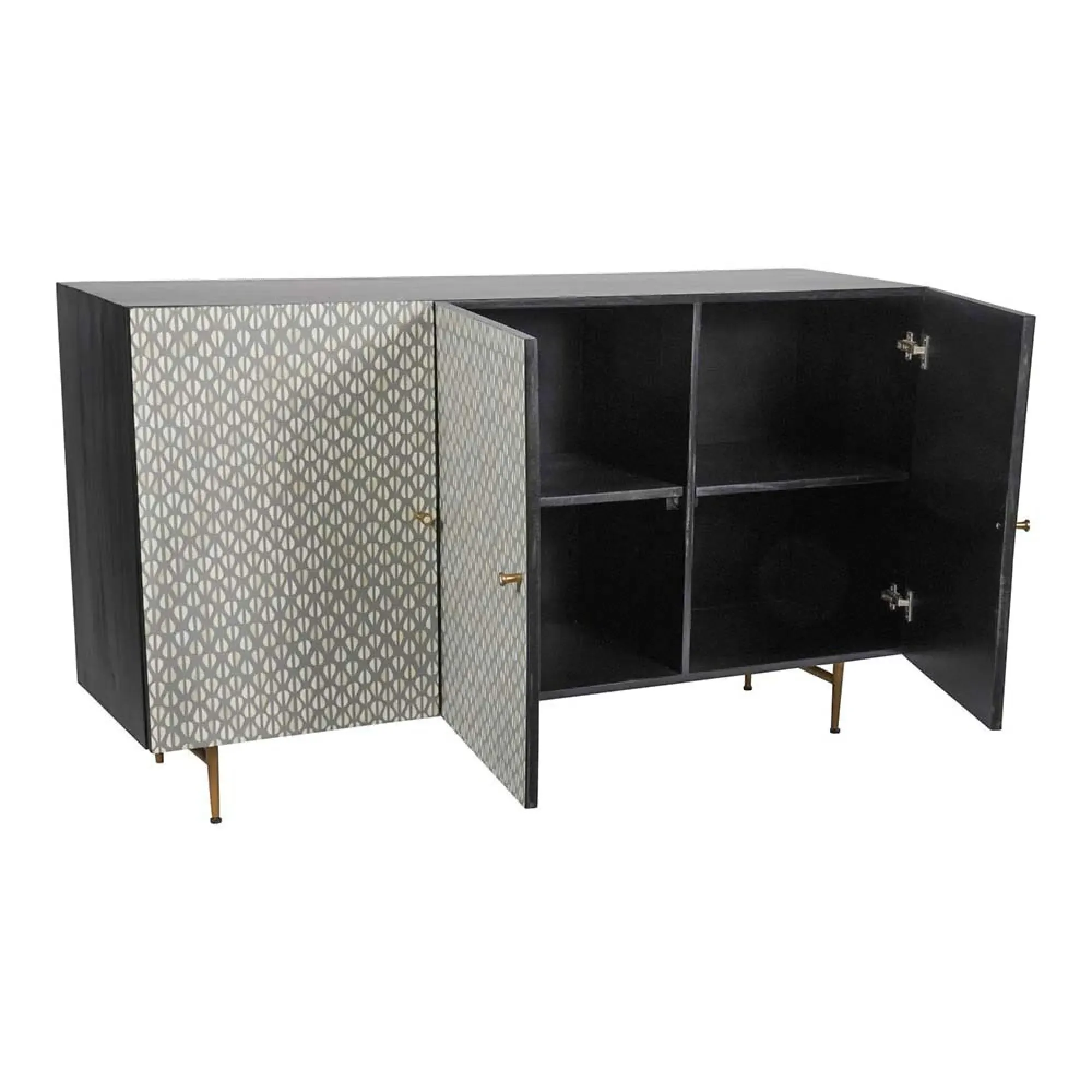 Burgess 3 Door Buffet Sideboard - Grey, Bone Inlay