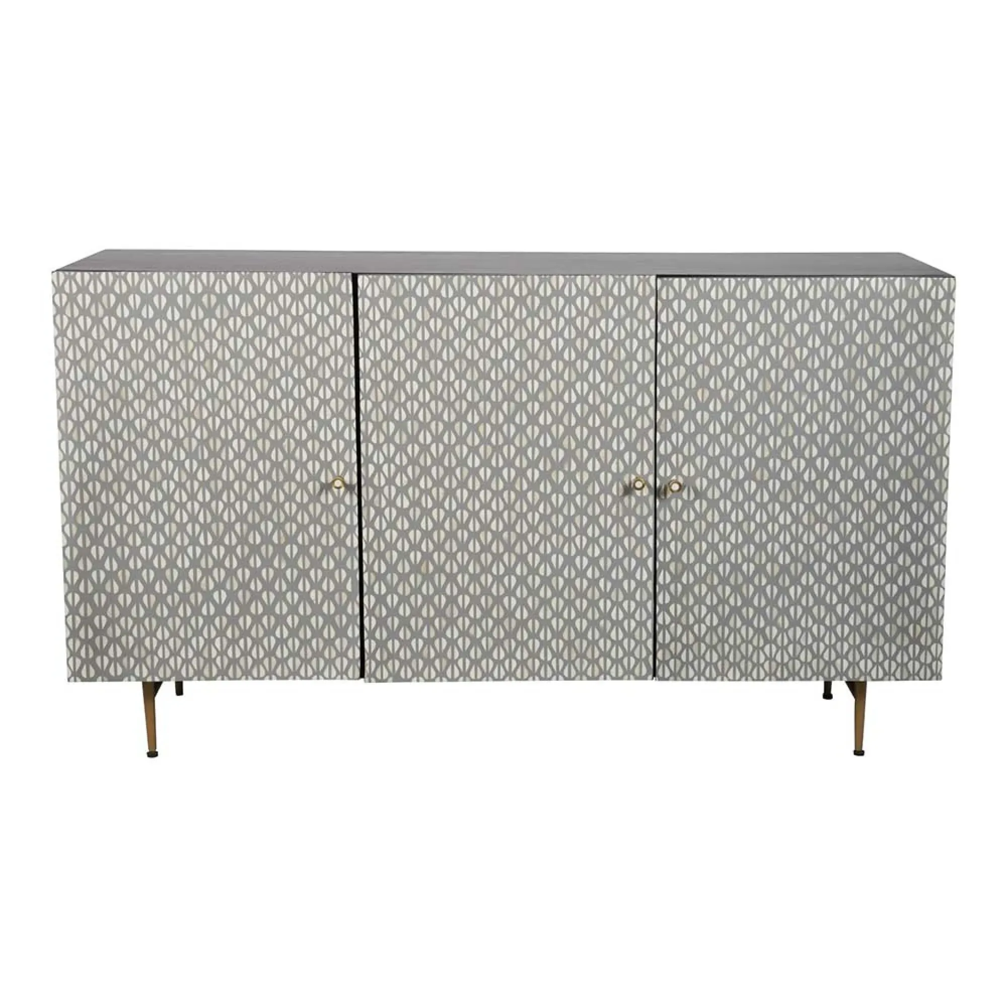Burgess 3 Door Buffet Sideboard - Grey, Bone Inlay