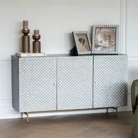 Burgess 3 Door Buffet Sideboard - Grey, Bone Inlay
