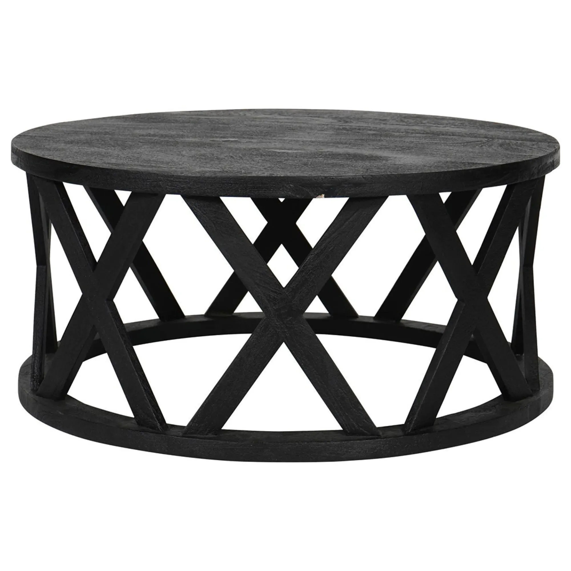 Cali Round Coffee Table - Black, Mango Wood