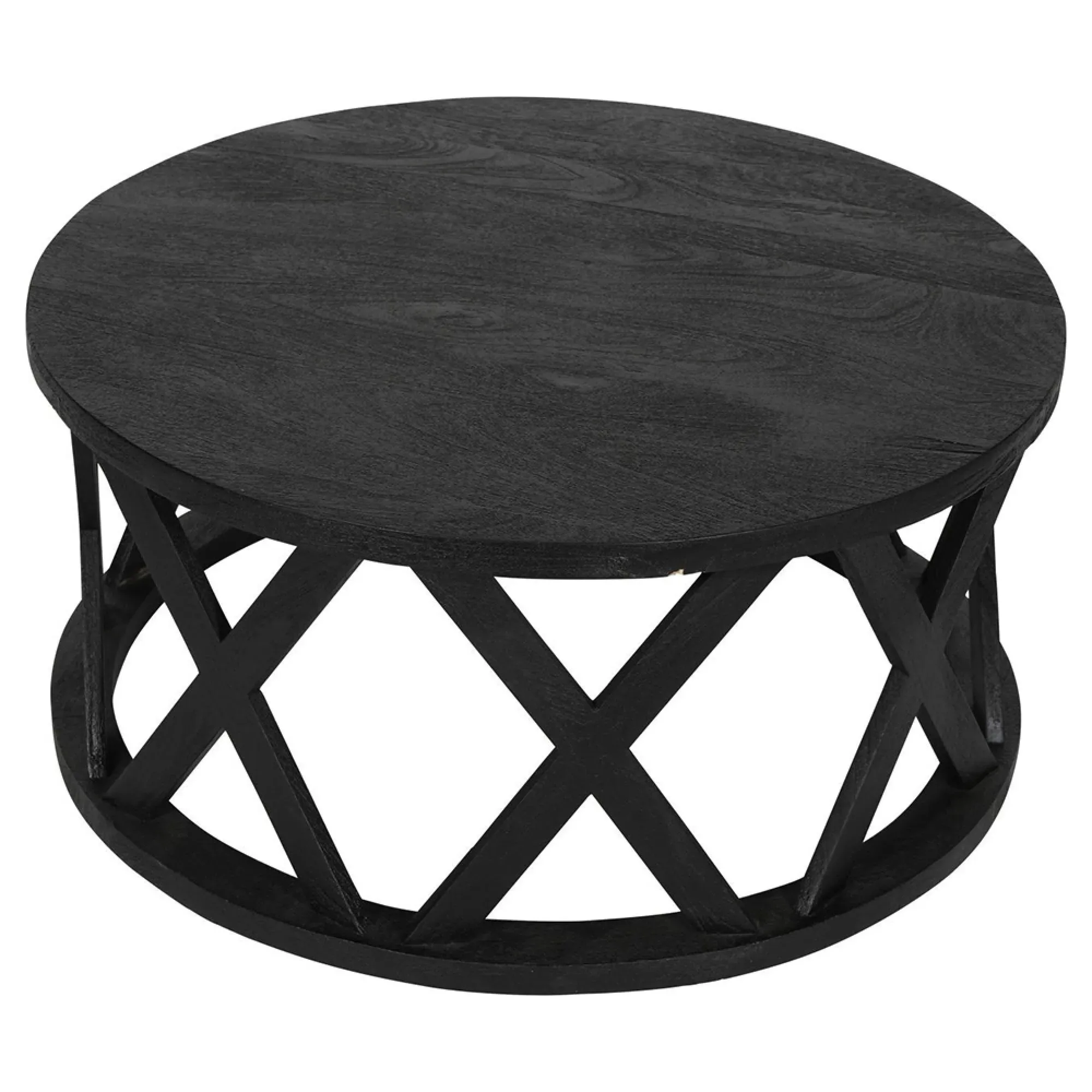 Cali Round Coffee Table - Black, Mango Wood