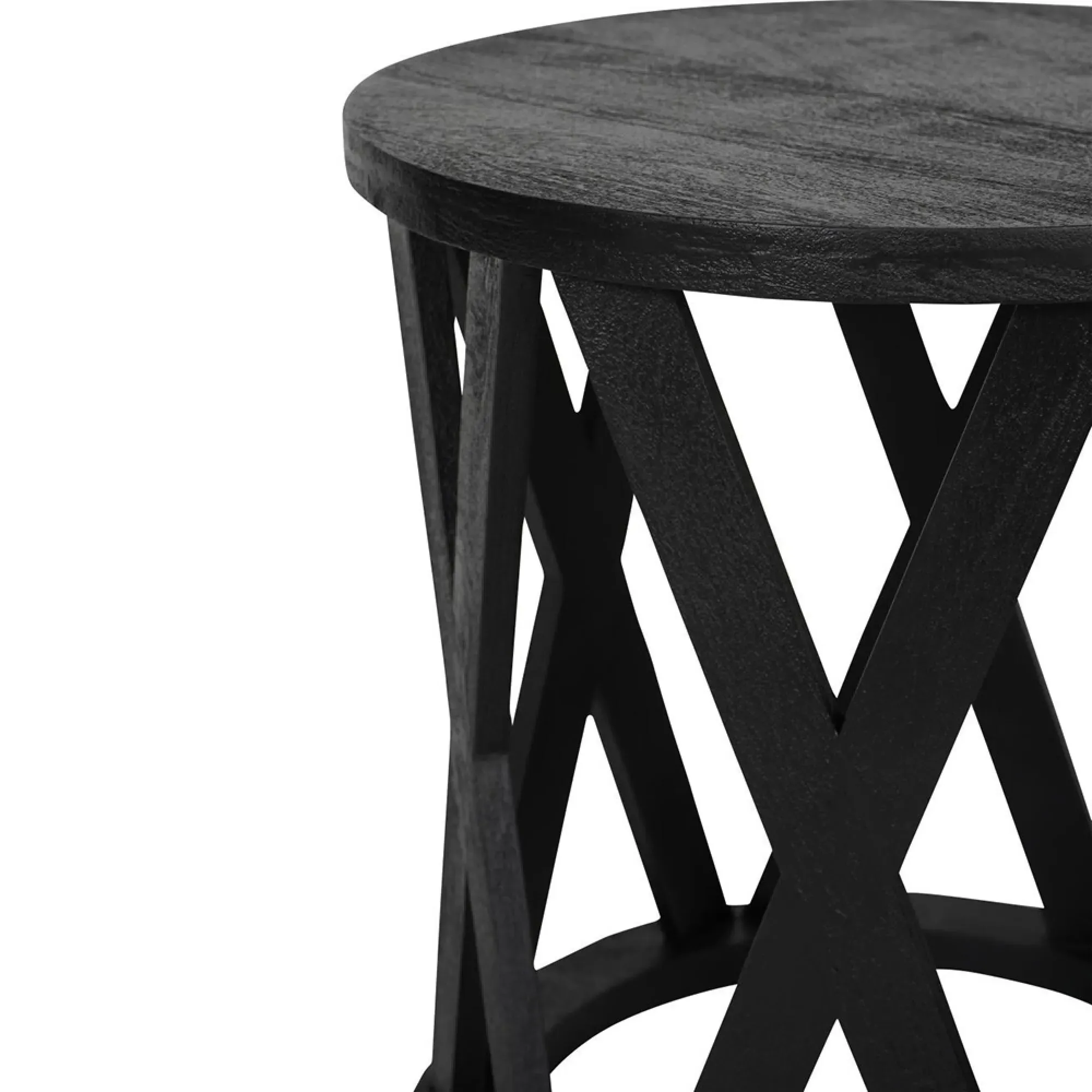 Cali Round Nest of 2 Tables - Black, Mango Wood