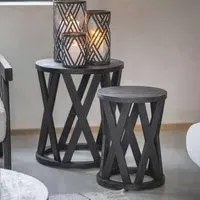 Cali Round Nest of 2 Tables - Black, Mango Wood