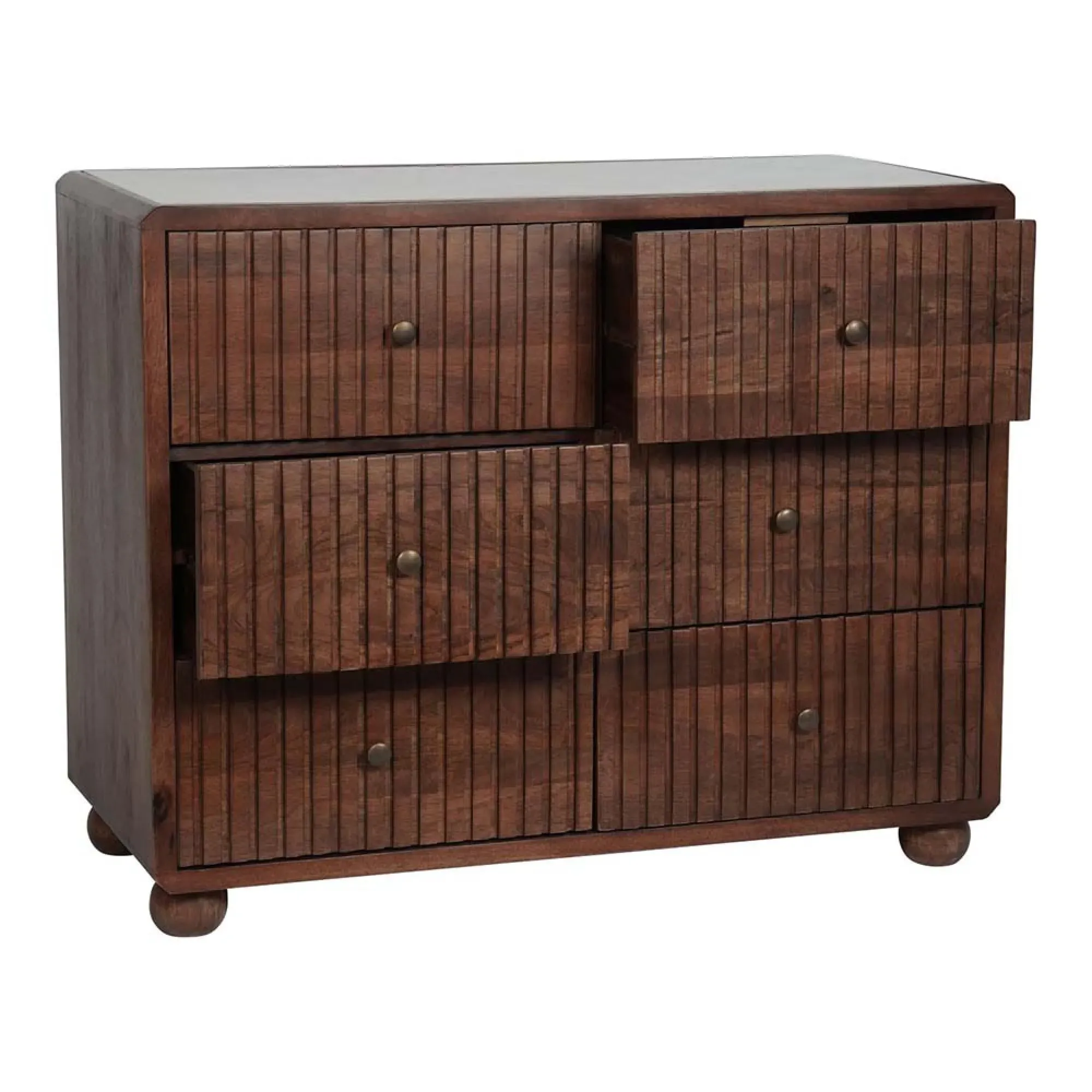 Carmel 6 Drawer Chest with Marble Top - Brown, Wood