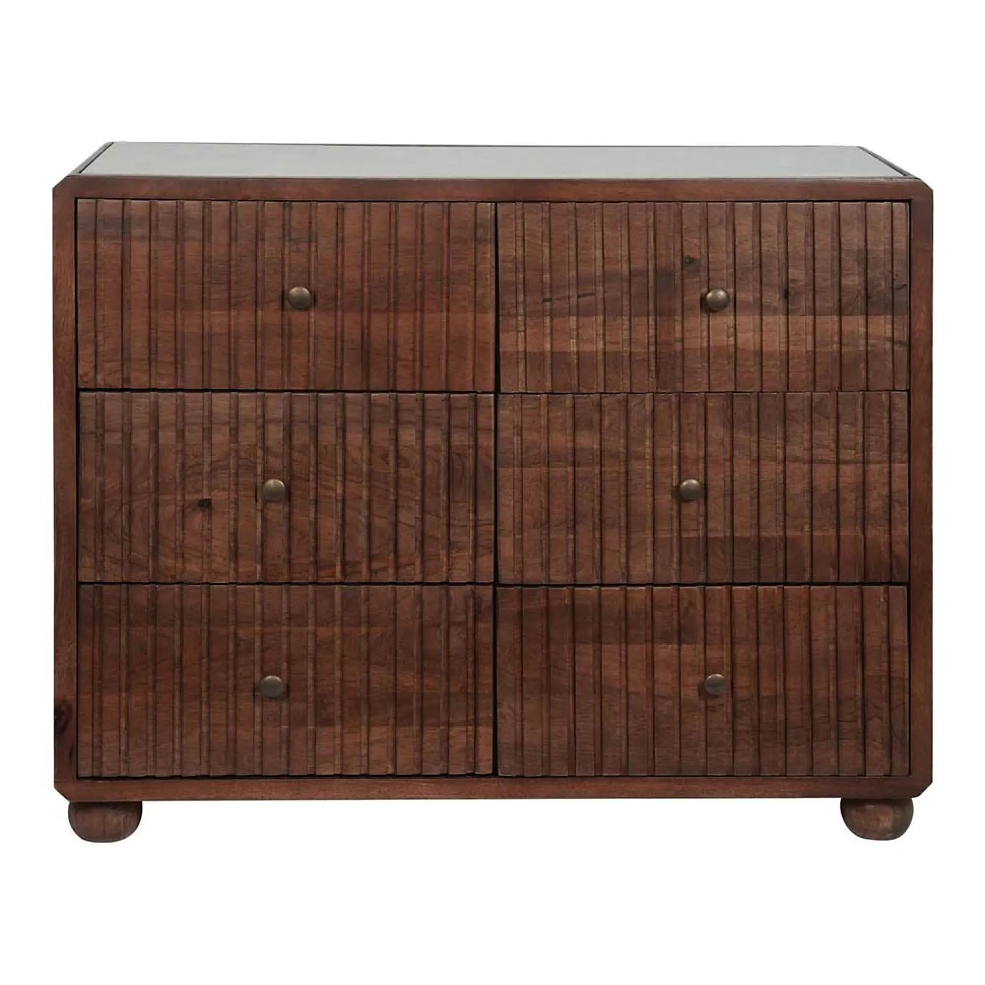 Carmel 6 Drawer Chest with Marble Top - Brown, Wood