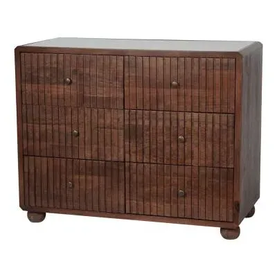 Carmel 6 Drawer Chest with Marble Top - Brown, Wood image