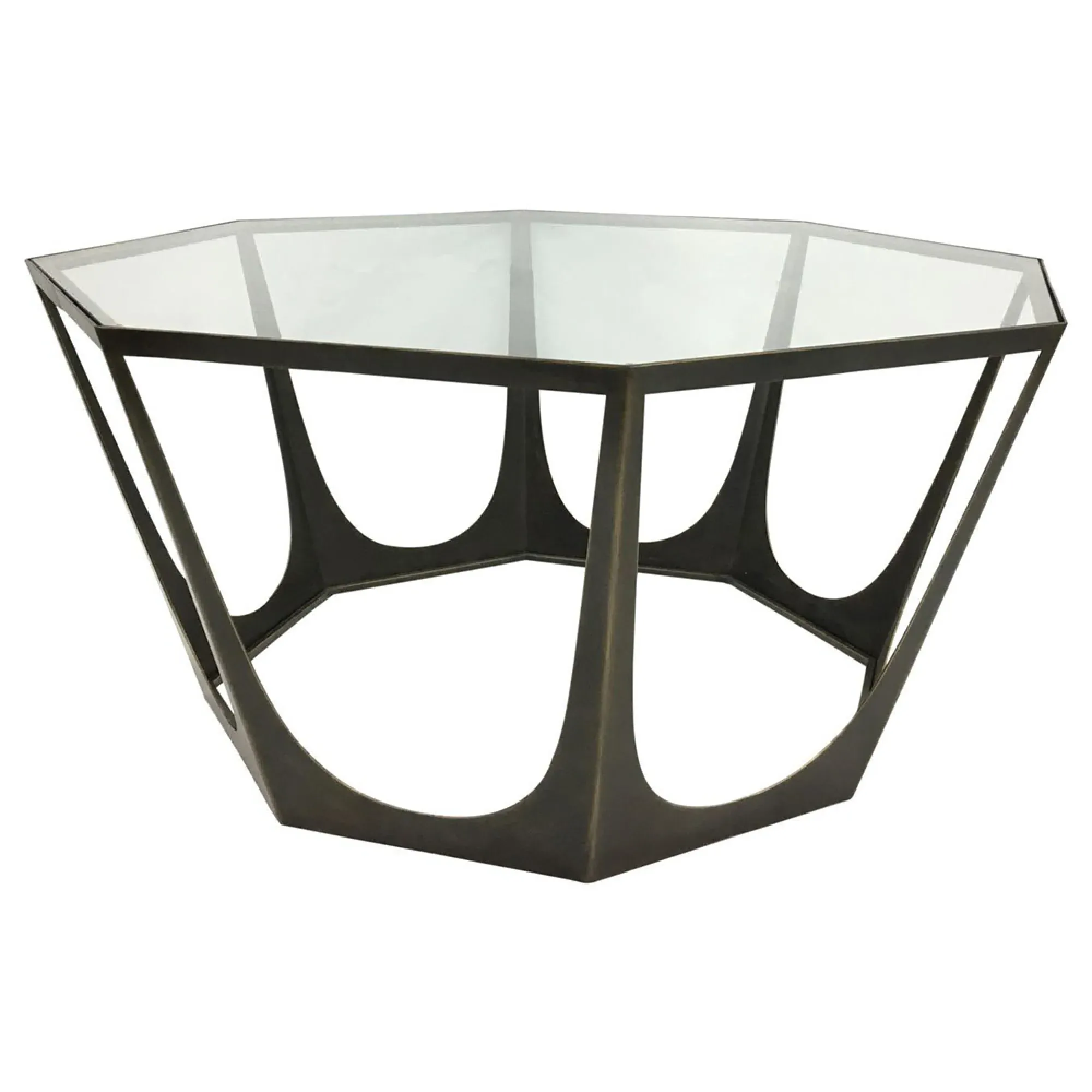 Catalan Hexagonal Coffee Table - Bronze, Glass