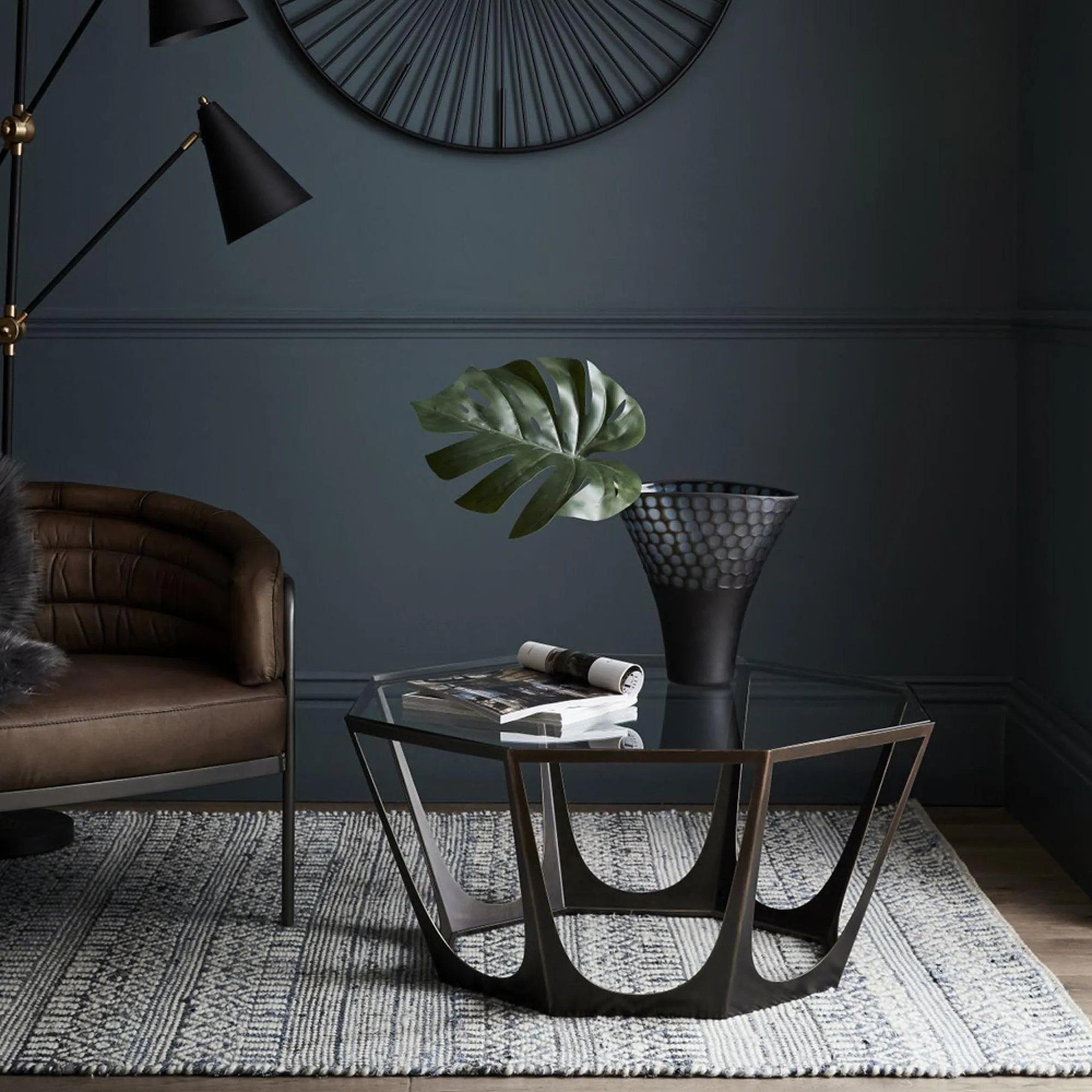 Catalan Hexagonal Coffee Table - Bronze, Glass