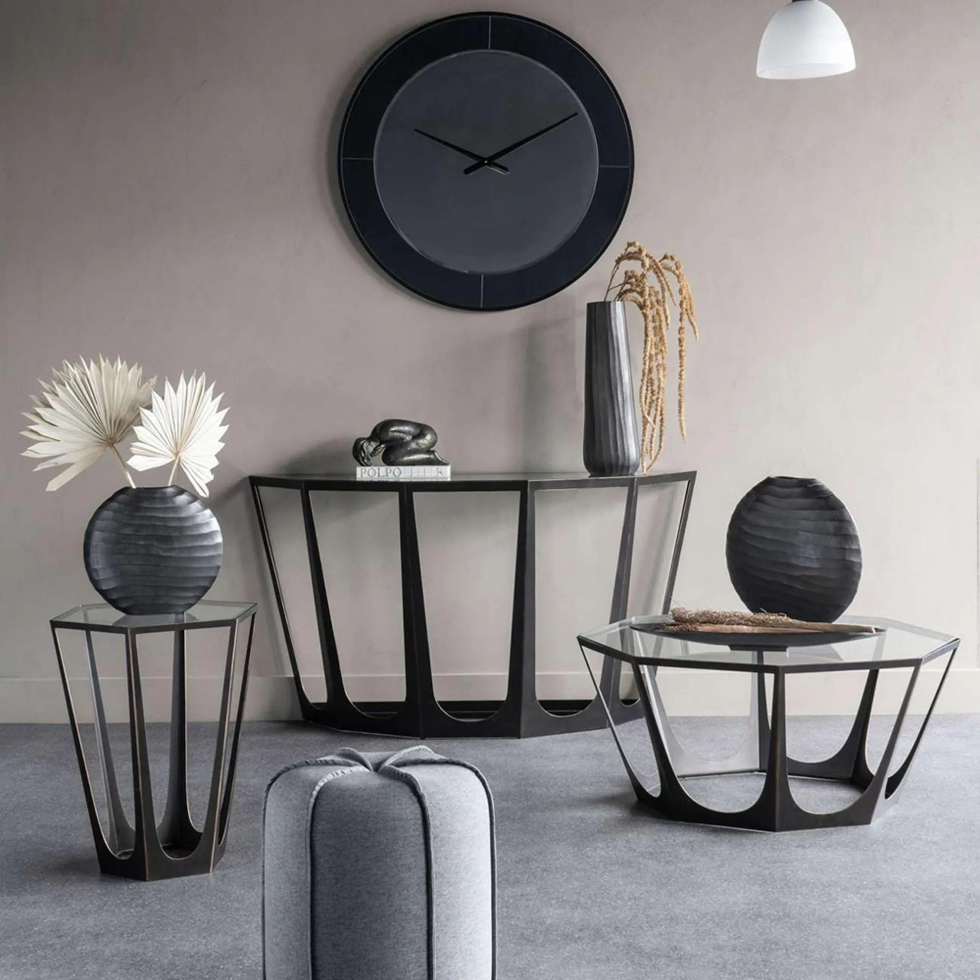 Catalan Hexagonal Coffee Table - Bronze, Glass