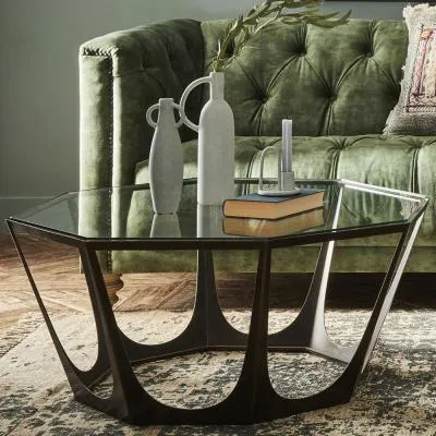 Catalan Hexagonal Coffee Table - Bronze, Glass