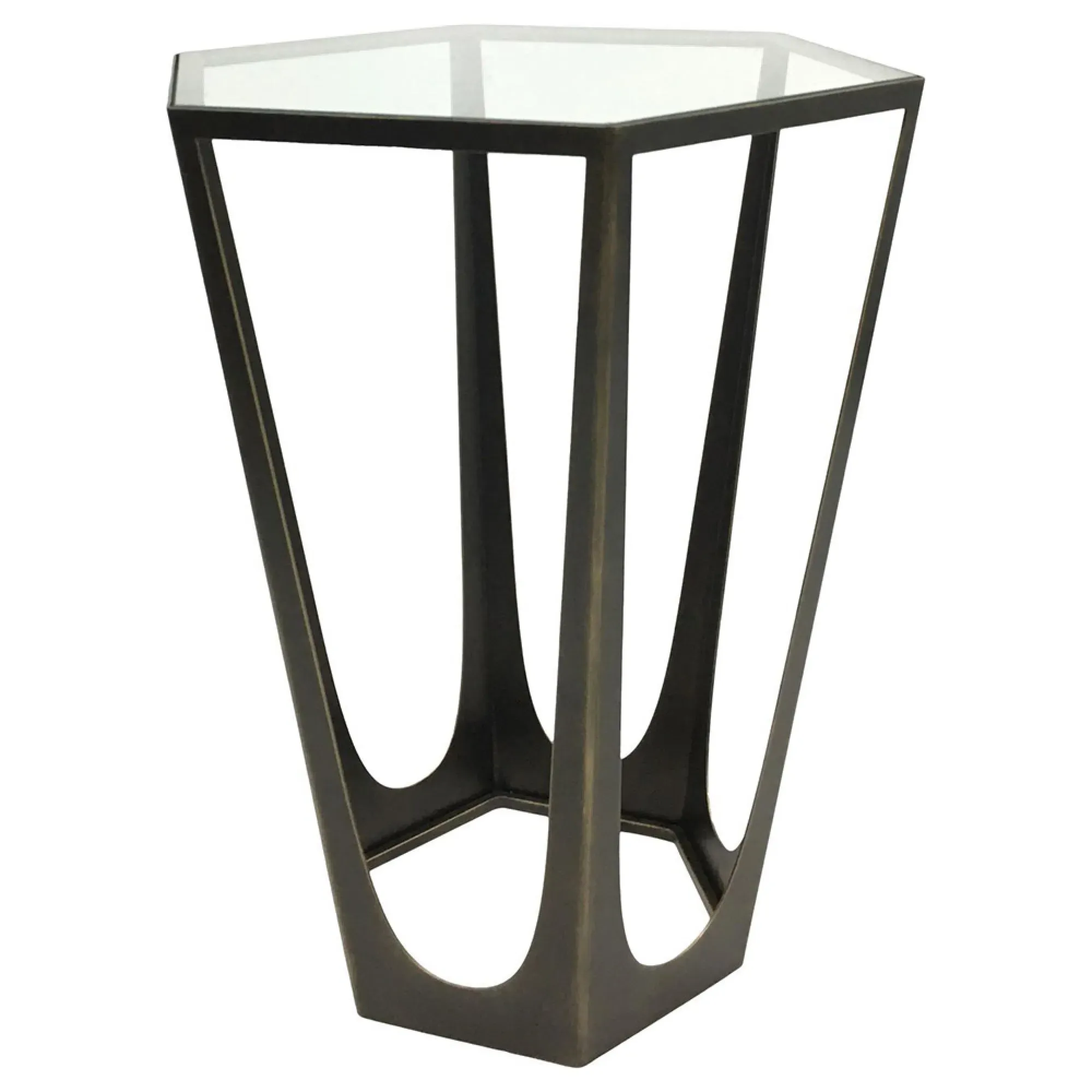 Catalan Hexagonal Side Table - Bronze, Glass