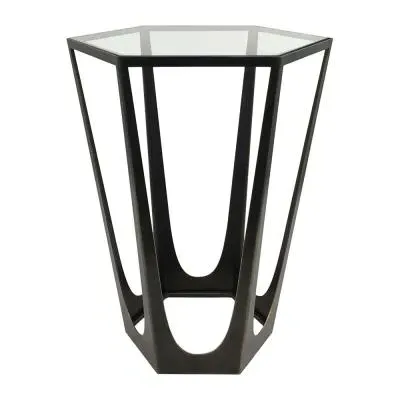 Catalan Hexagonal Side Table - Bronze, Glass image
