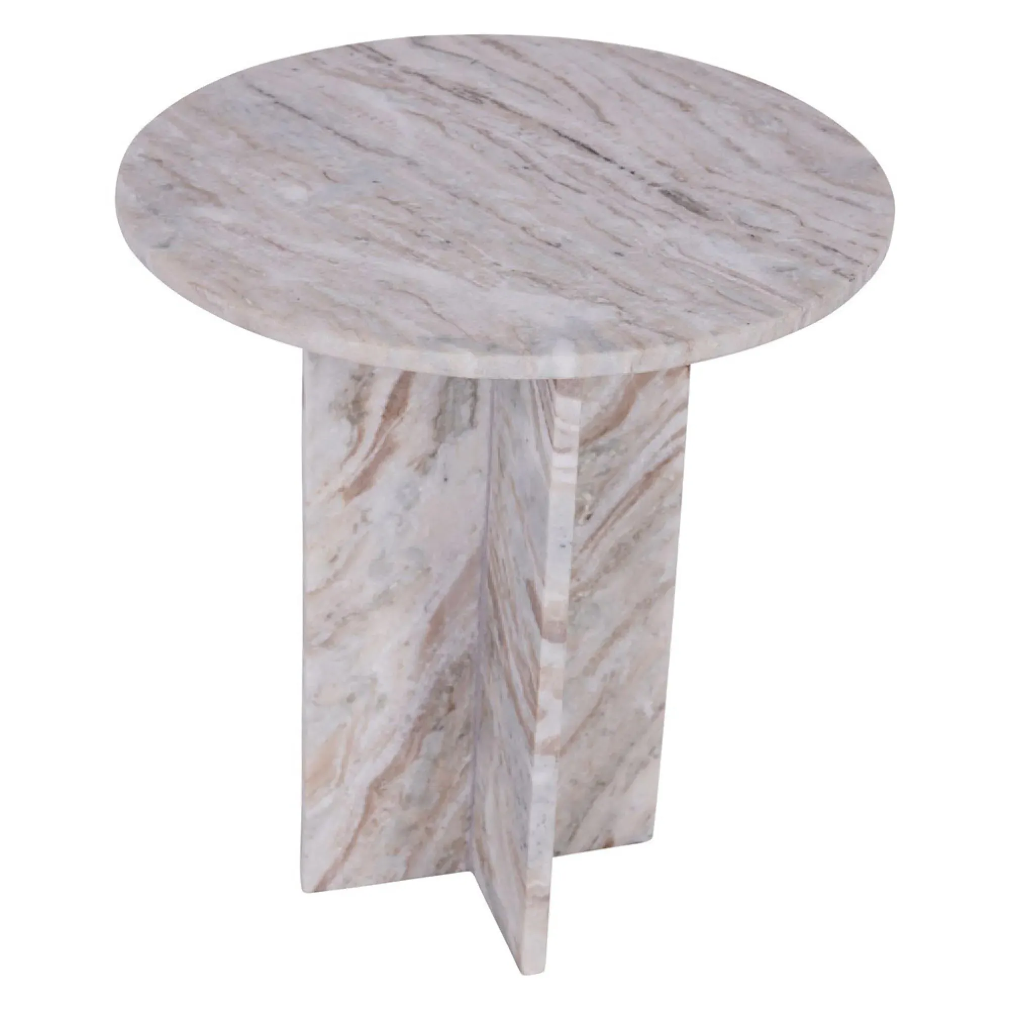Cavallo Fantasy Round Side Table - Grey, Marble