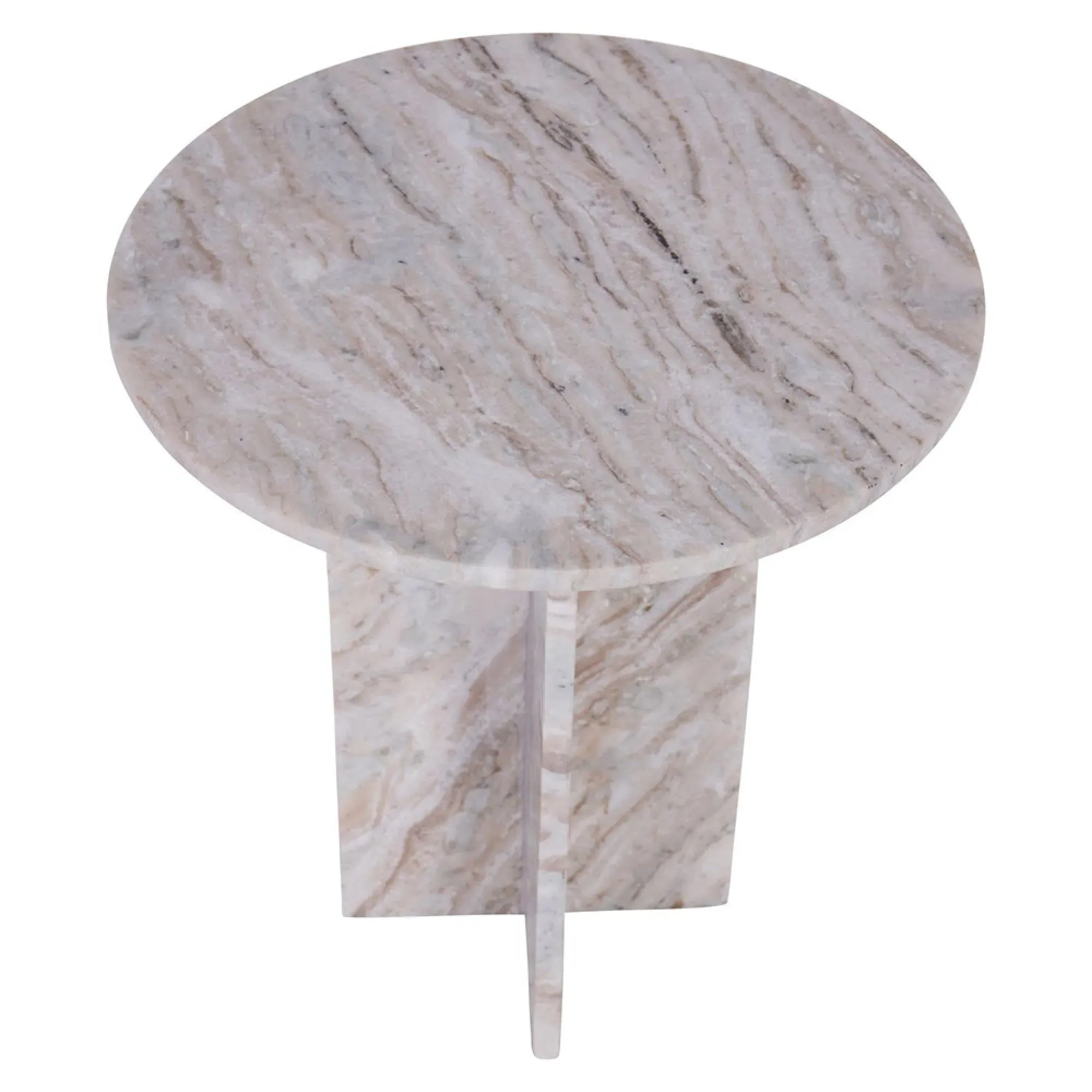 Cavallo Fantasy Round Side Table - Grey, Marble
