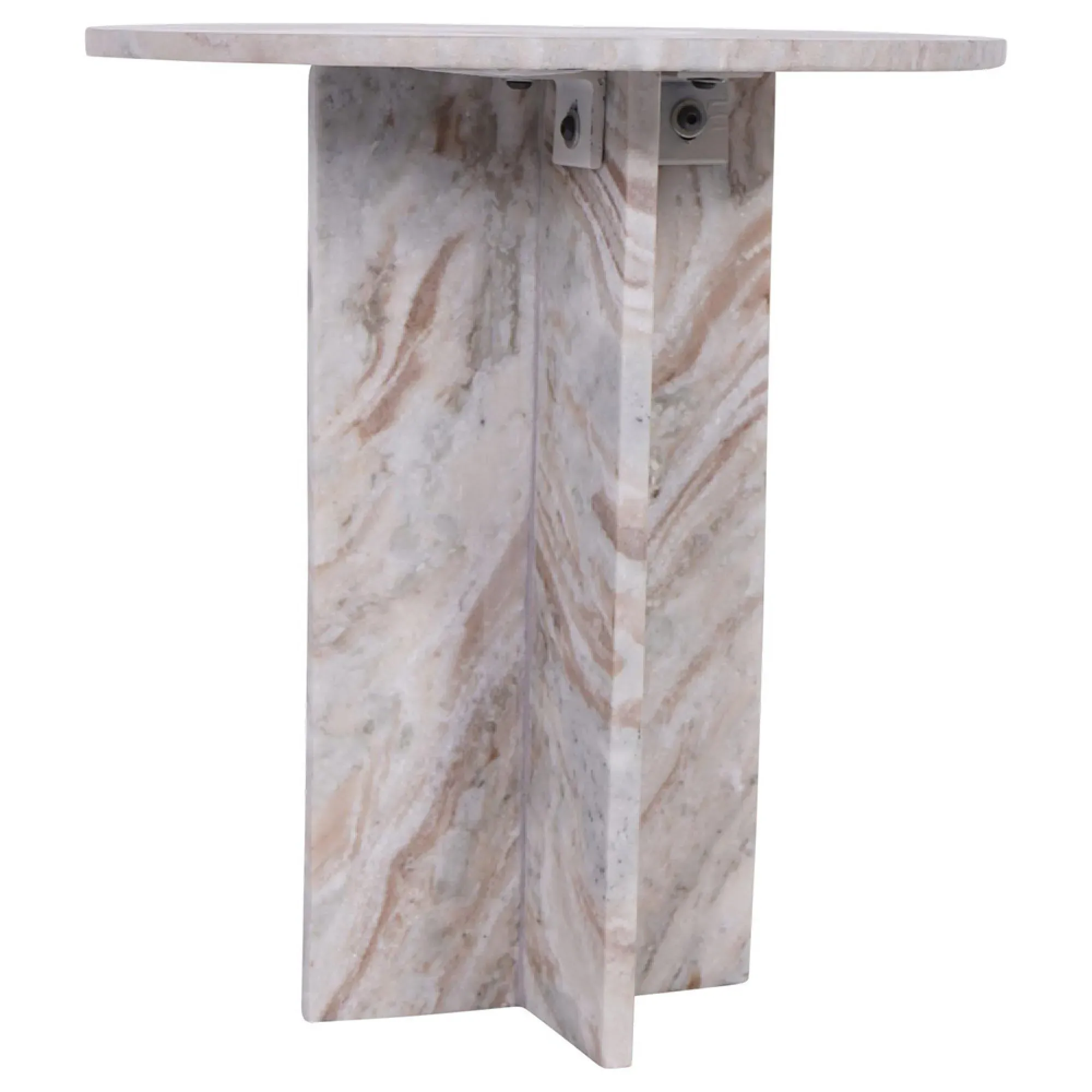 Cavallo Fantasy Round Side Table - Grey, Marble