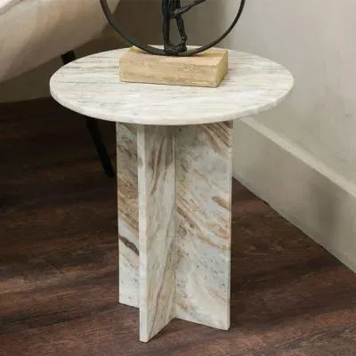 Cavallo Fantasy Round Side Table - Grey, Marble