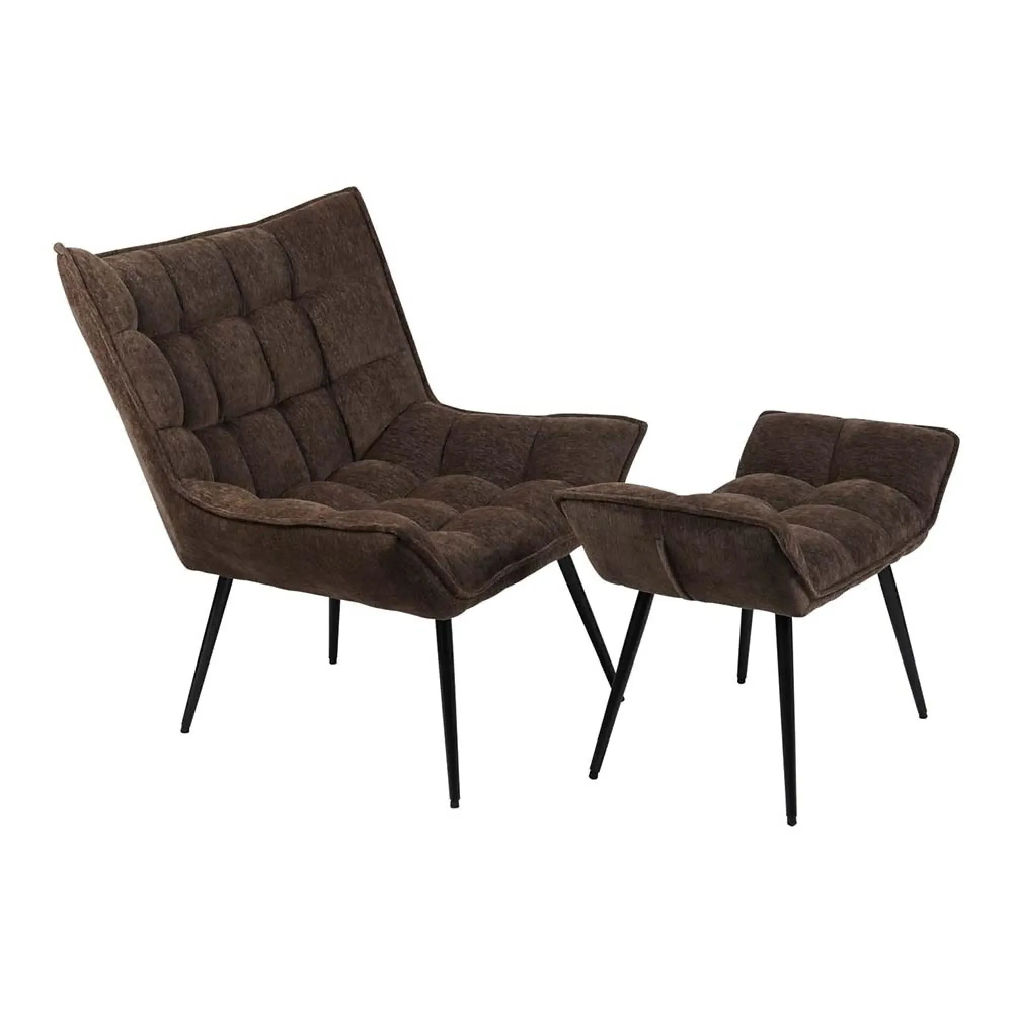 Chrishall Occasional Chair with Footstool - Brown