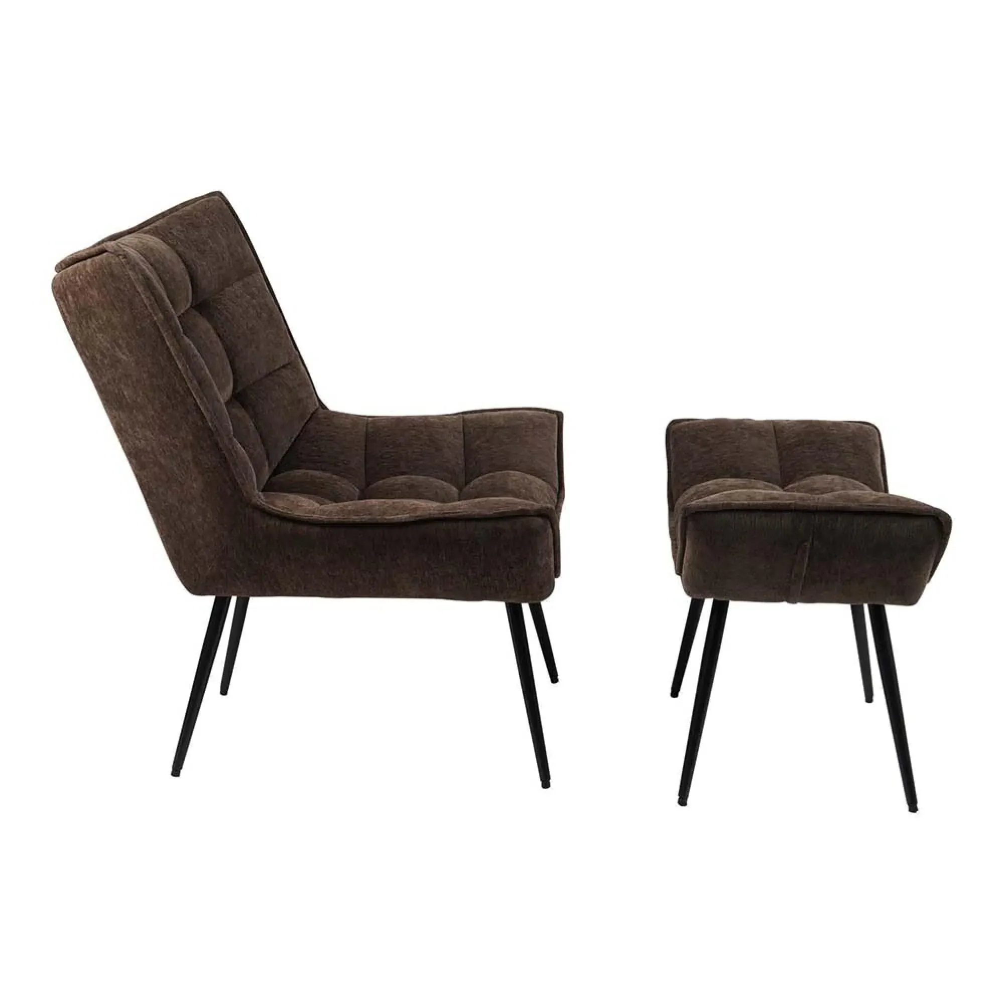 Chrishall Occasional Chair with Footstool - Brown