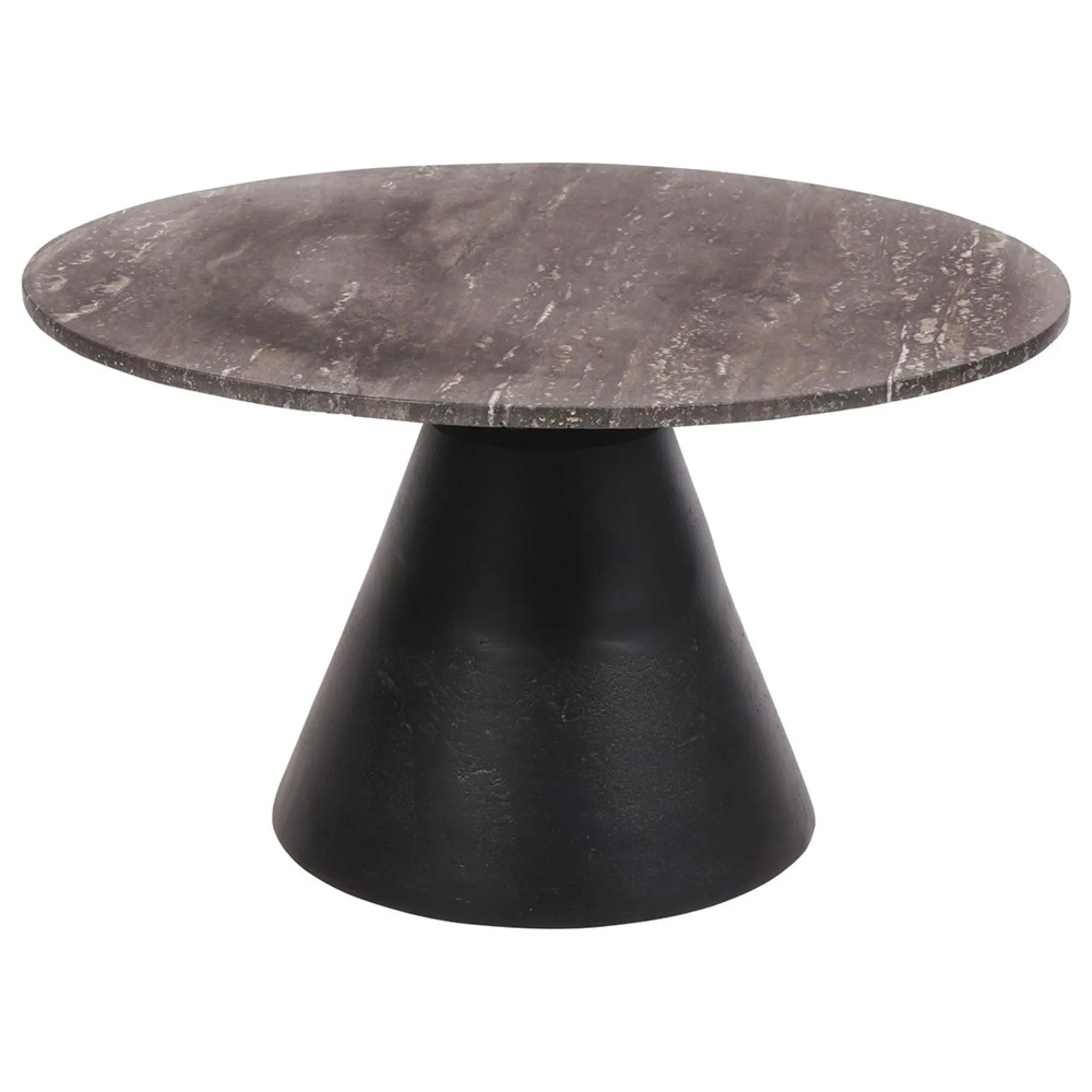 Clifton Large Round Coffee Table - Grey, Travertine Marble