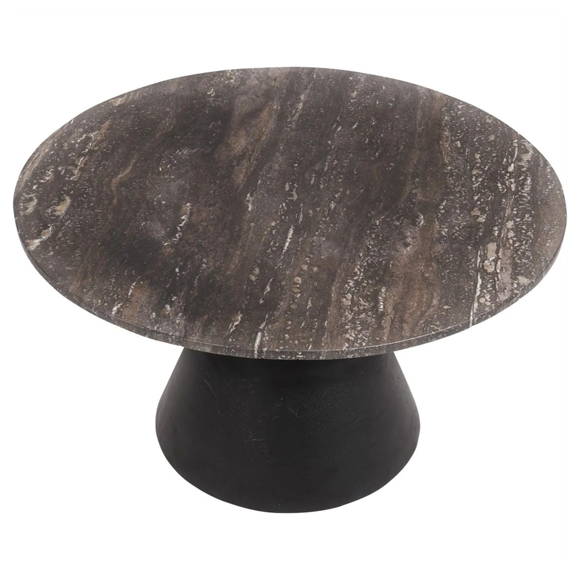 Clifton Large Round Coffee Table - Grey, Travertine Marble