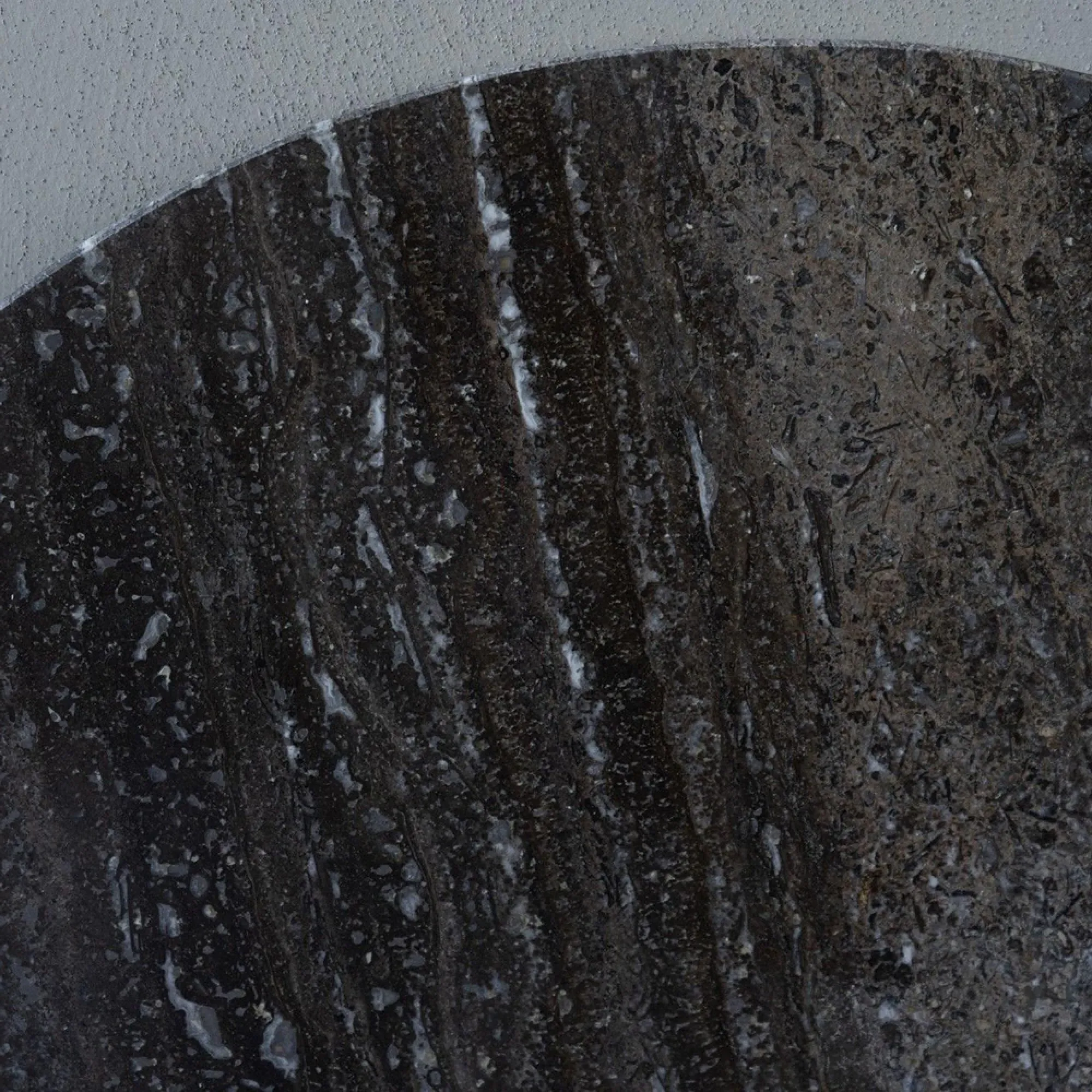 Clifton Large Round Coffee Table - Grey, Travertine Marble