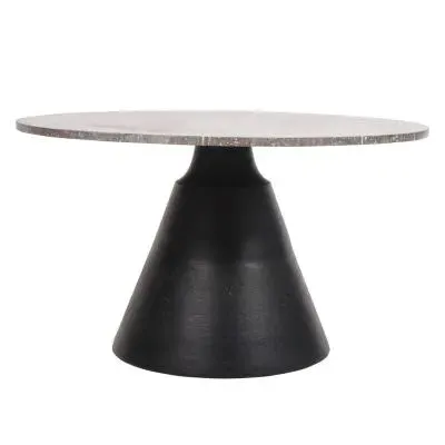 Clifton Large Round Coffee Table - Grey, Travertine Marble image