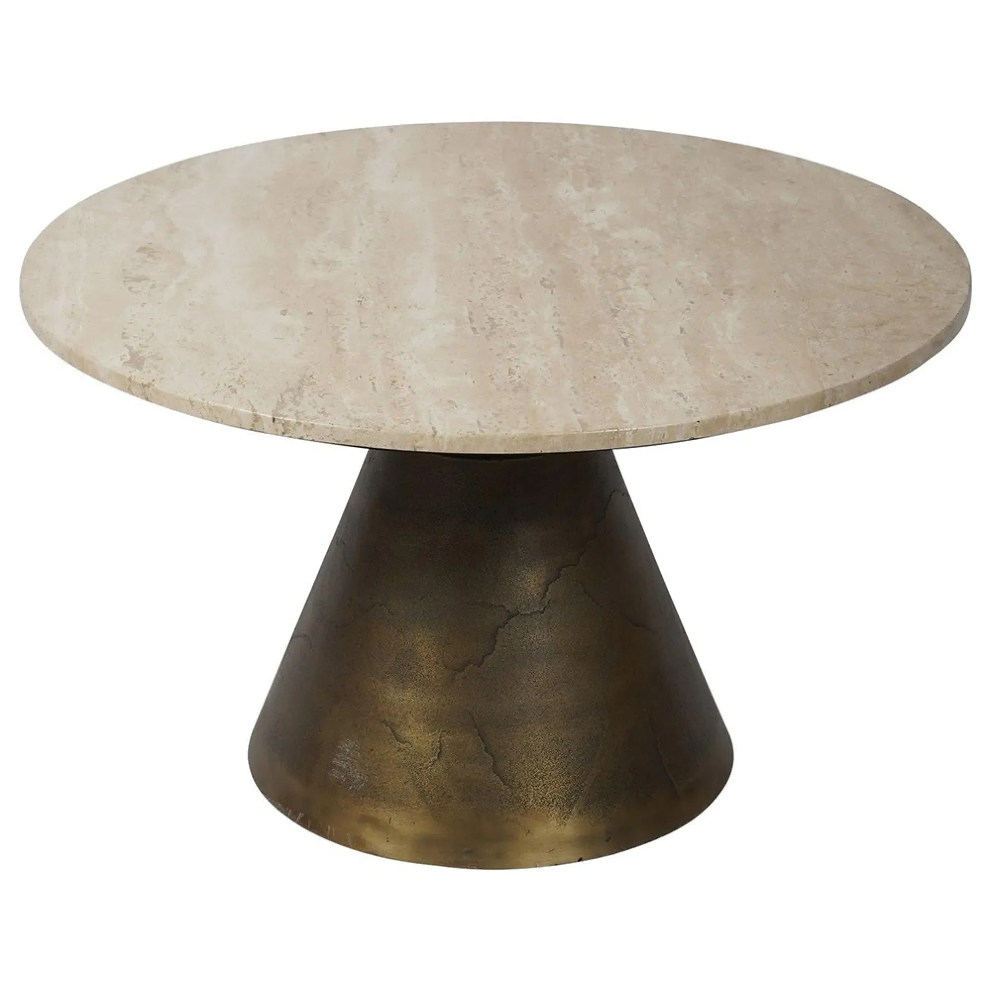 Clifton Large Round Coffee Table - Natural, Travertine Marble